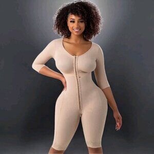 Snatched Body Post Surgery Faja With Sleeves and Bra Bodysuit Beige Size 3XL